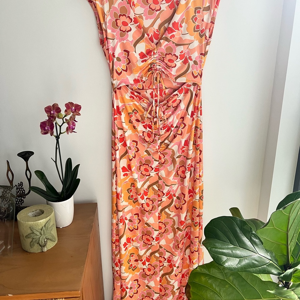 AFRM Orange Pink Floral Maxi Dress - Picture 5 of 10